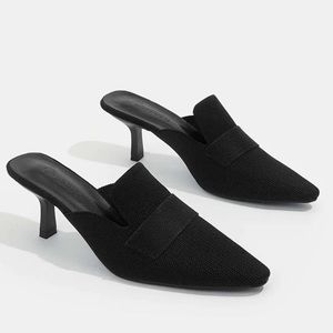 SHEIN Cuckoo Everyday Collection Minimalist Knit Stiletto Heeled Mules